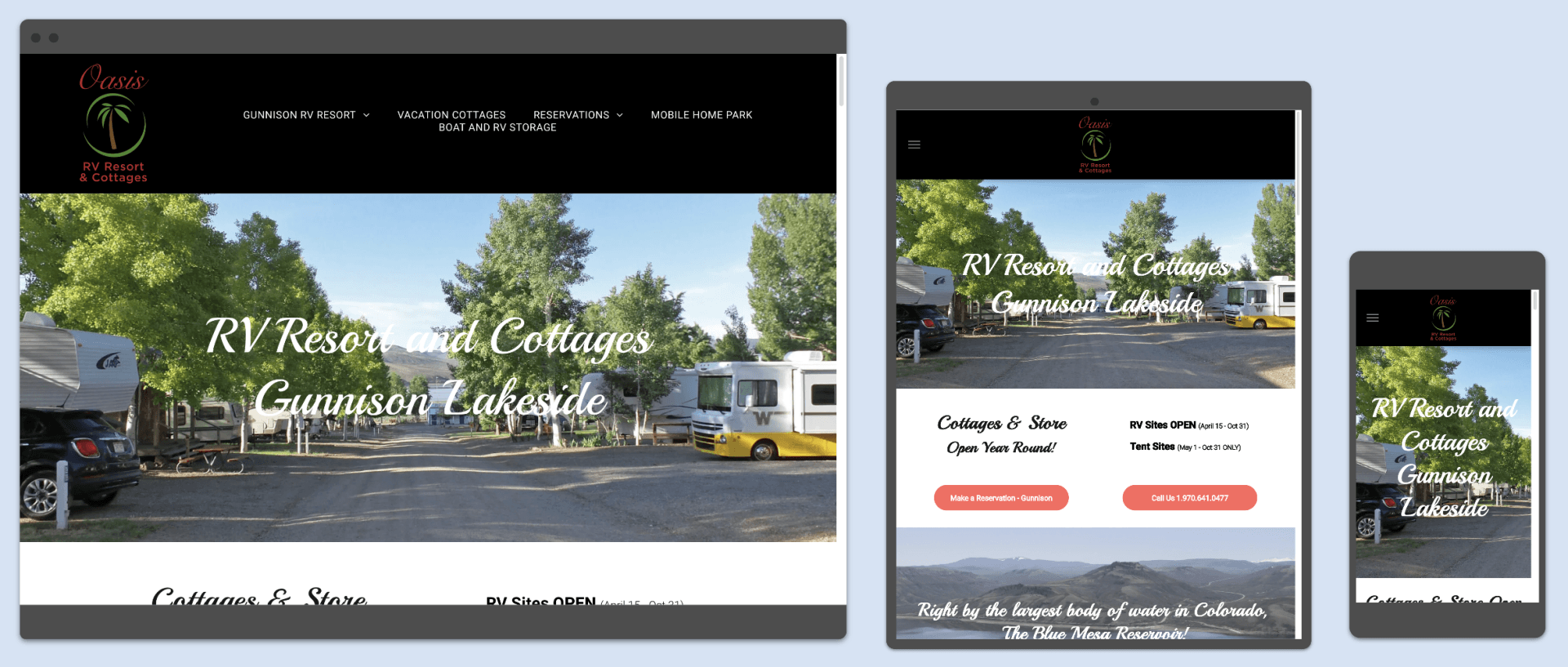 A screenshot of a website on a tablet , phone and computer.