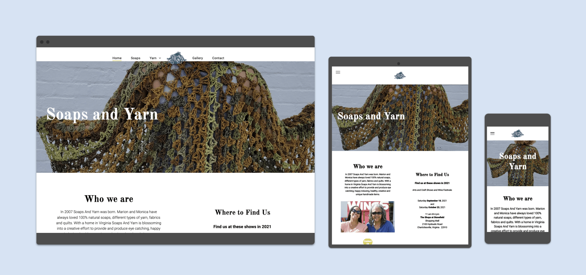 A website is displayed on a computer , tablet , and cell phone.