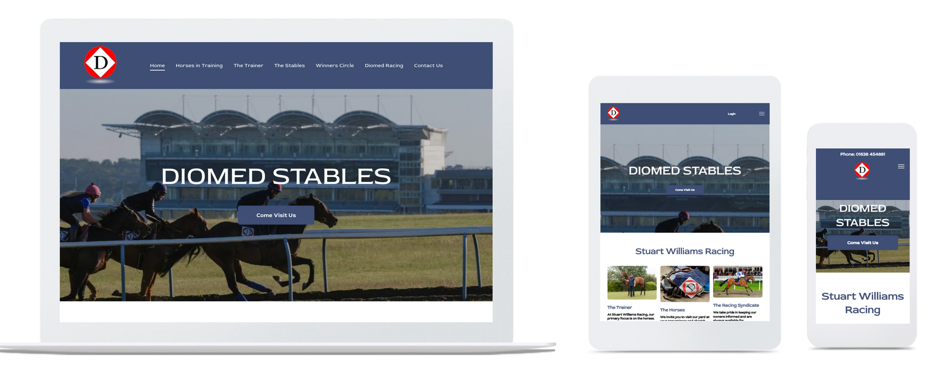 A man is playing a guitar on a tablet , phone , and laptop.