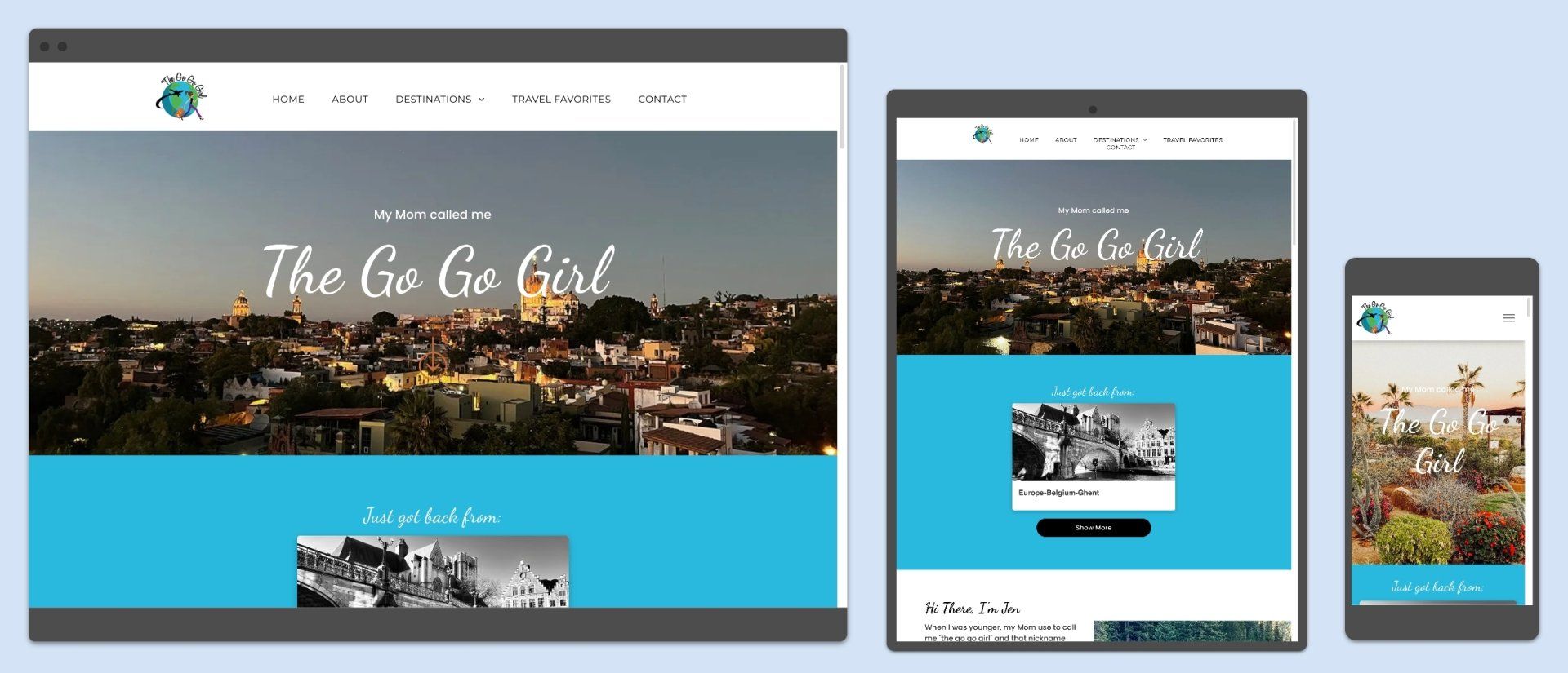 A website is displayed on a computer , tablet , and cell phone.