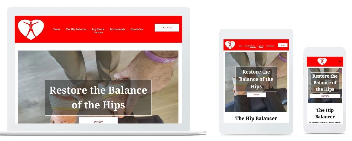 A website is displayed on a laptop , tablet , and cell phone.