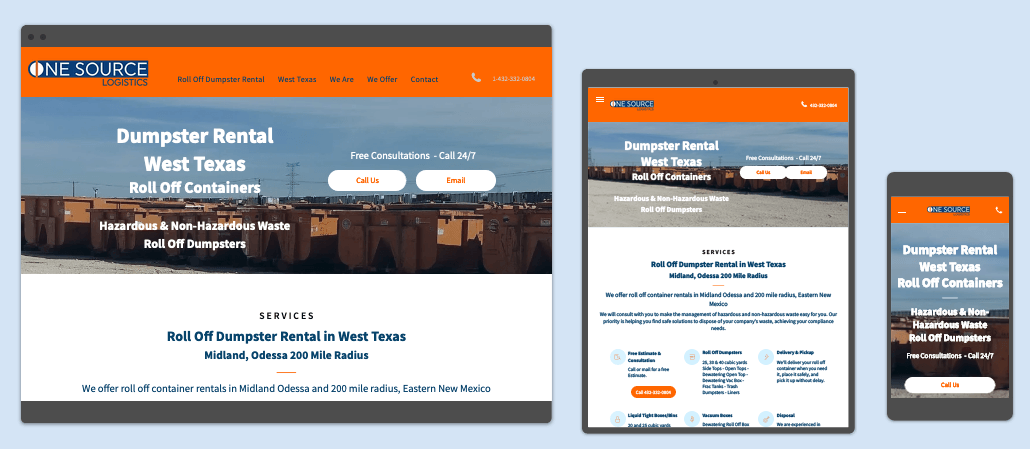 A screenshot of a website on a tablet , phone and computer.