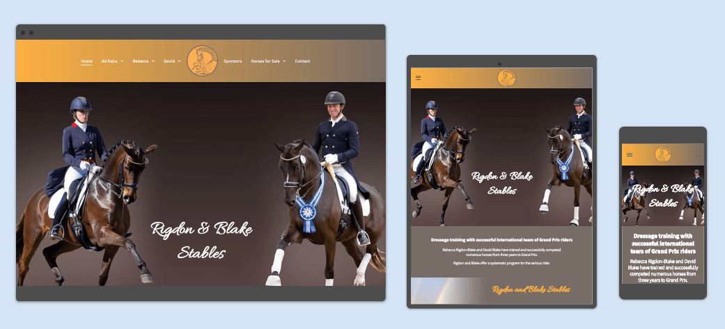 A woman is riding a horse on a website.