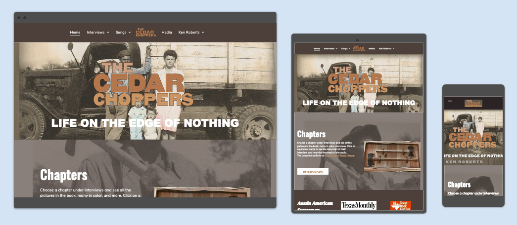 A screenshot of a website on a computer , tablet , and phone.