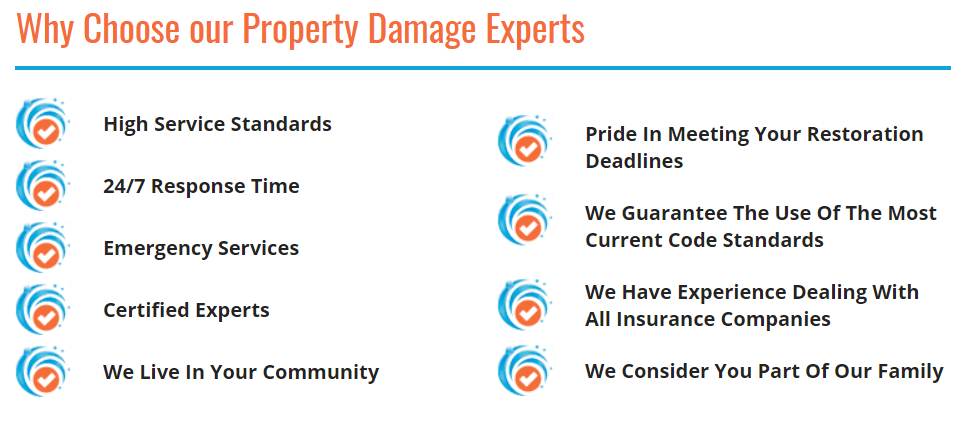 A list of why choose our property damage experts