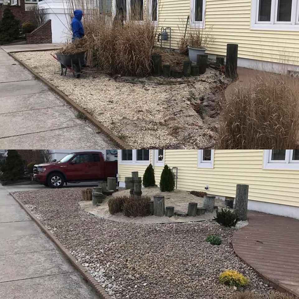 Before and After Garden Landscape — Egg Harbor Township, NJ — EV Lawn and Landscape