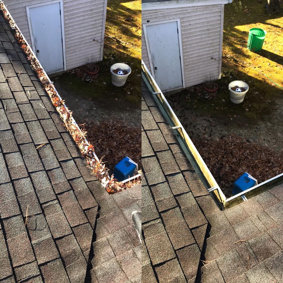 Before and After  Gutter Cleaning — Egg Harbor Township, NJ — EV Lawn and Landscape