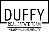 The logo for the duffy real estate team is black and white.