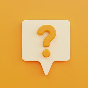 A 3D-style yellow question mark centered on a light-colored speech bubble icon against a plain yellow background.