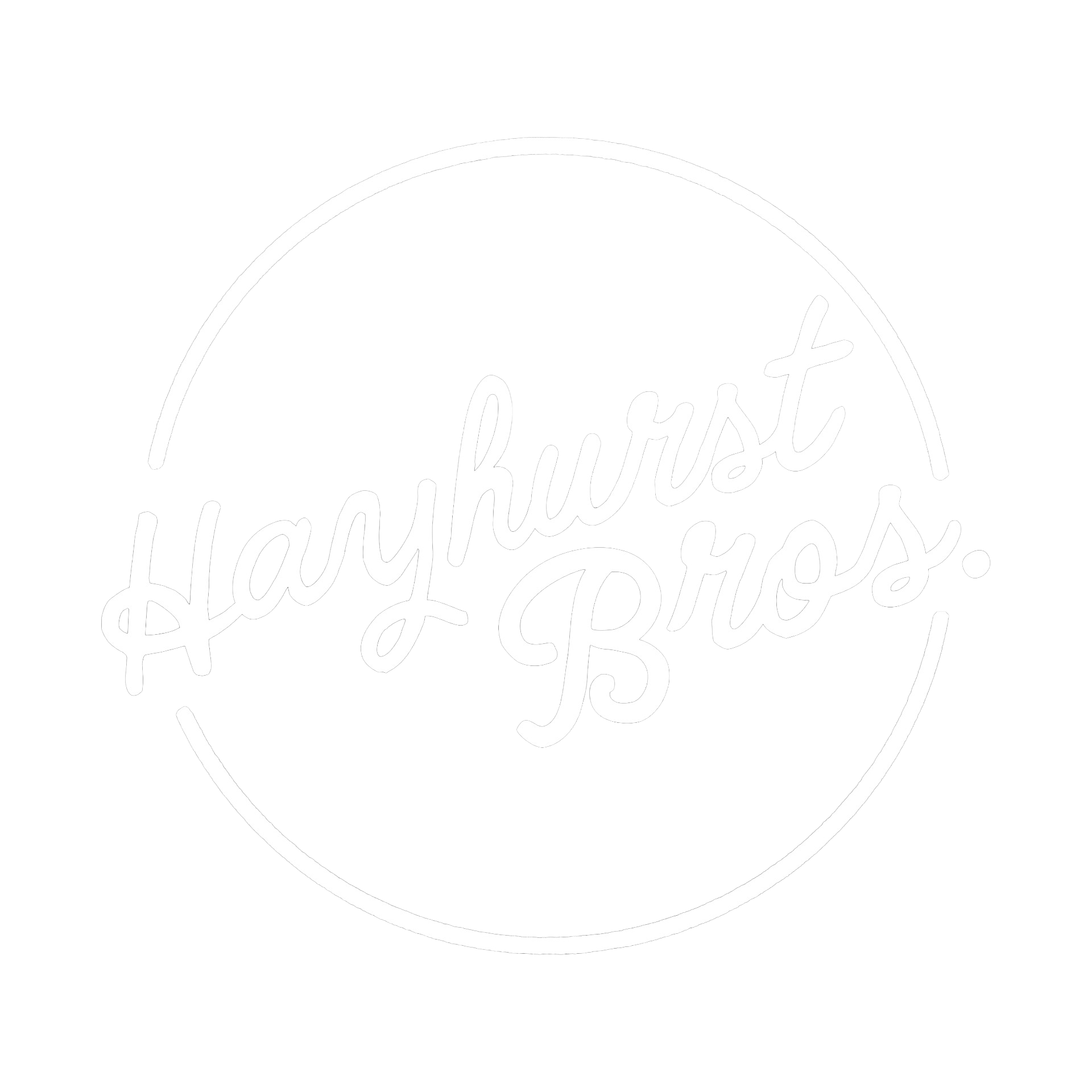 Hayhurst Bros. logo in script font with 