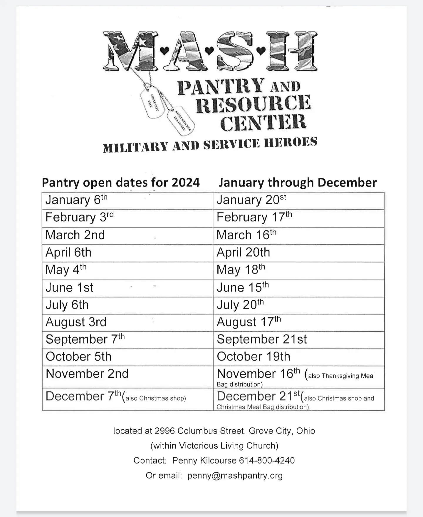 Mash pantry and resource center military and service heroes pantry open dates for 2024