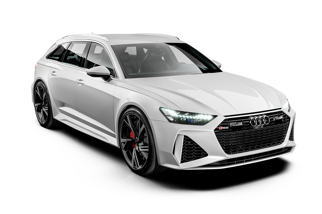 A white audi rs6 is shown on a white background.