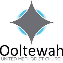 Logo for Ooltewah United Methodist Church: a gray four-pointed star over a light blue circle, with the church name below.