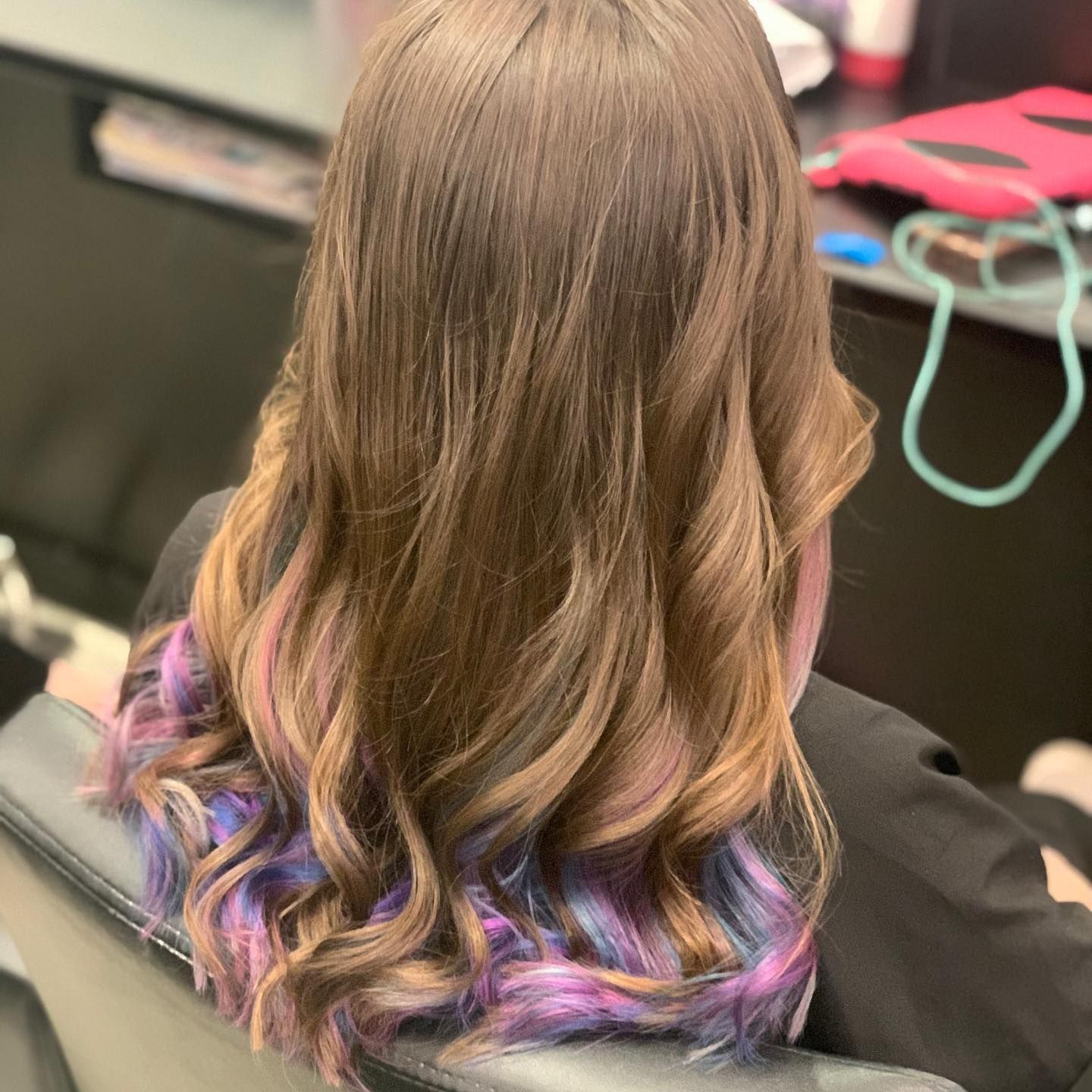 Wavy Brown Hair With Colorful Purple and Blue Ombre Ends — Wow! Excellence in Hair in Toowoomba, QLD