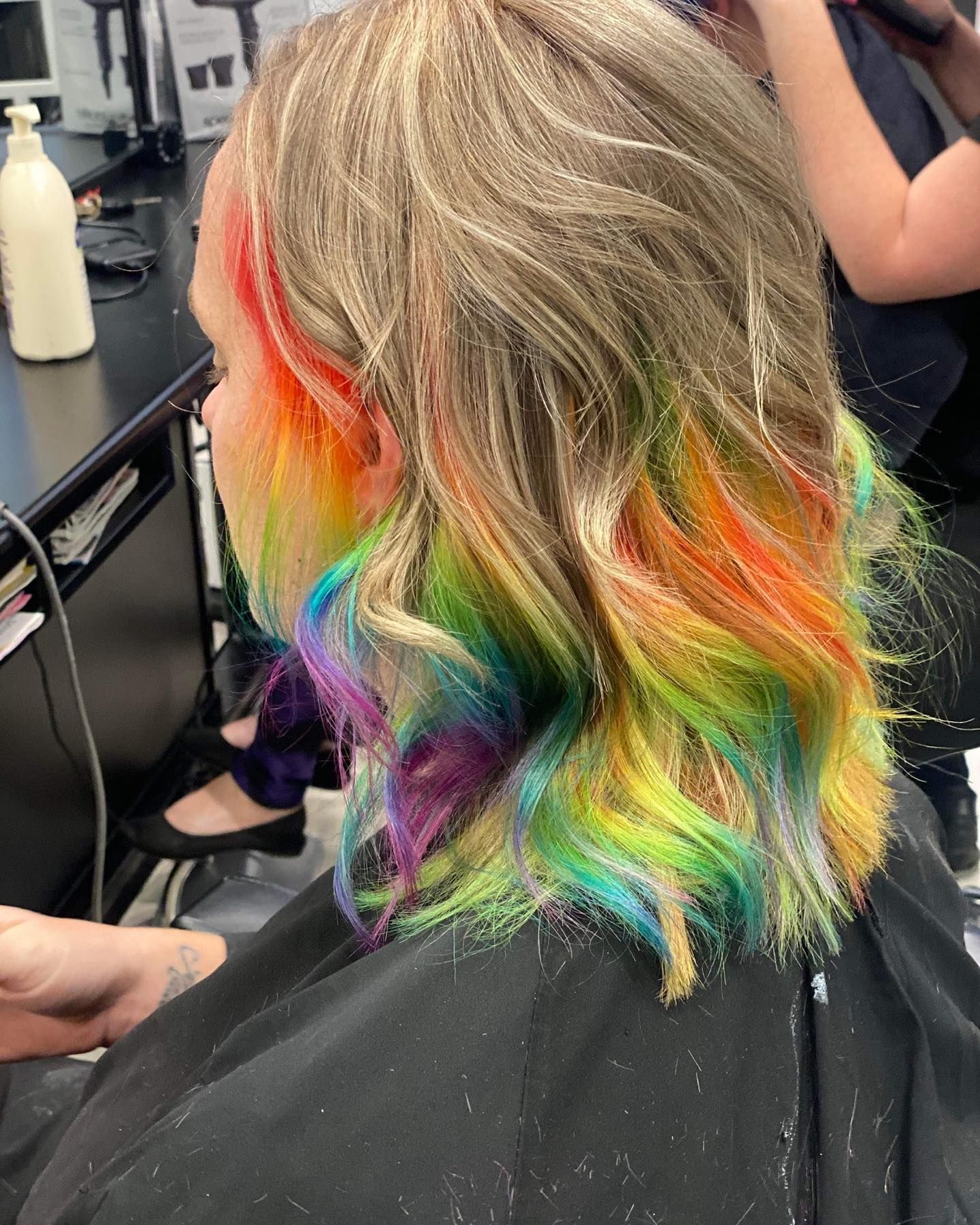 Woman With Blonde Hair and Rainbow Colored — Wow! Excellence in Hair in Toowoomba, QLD