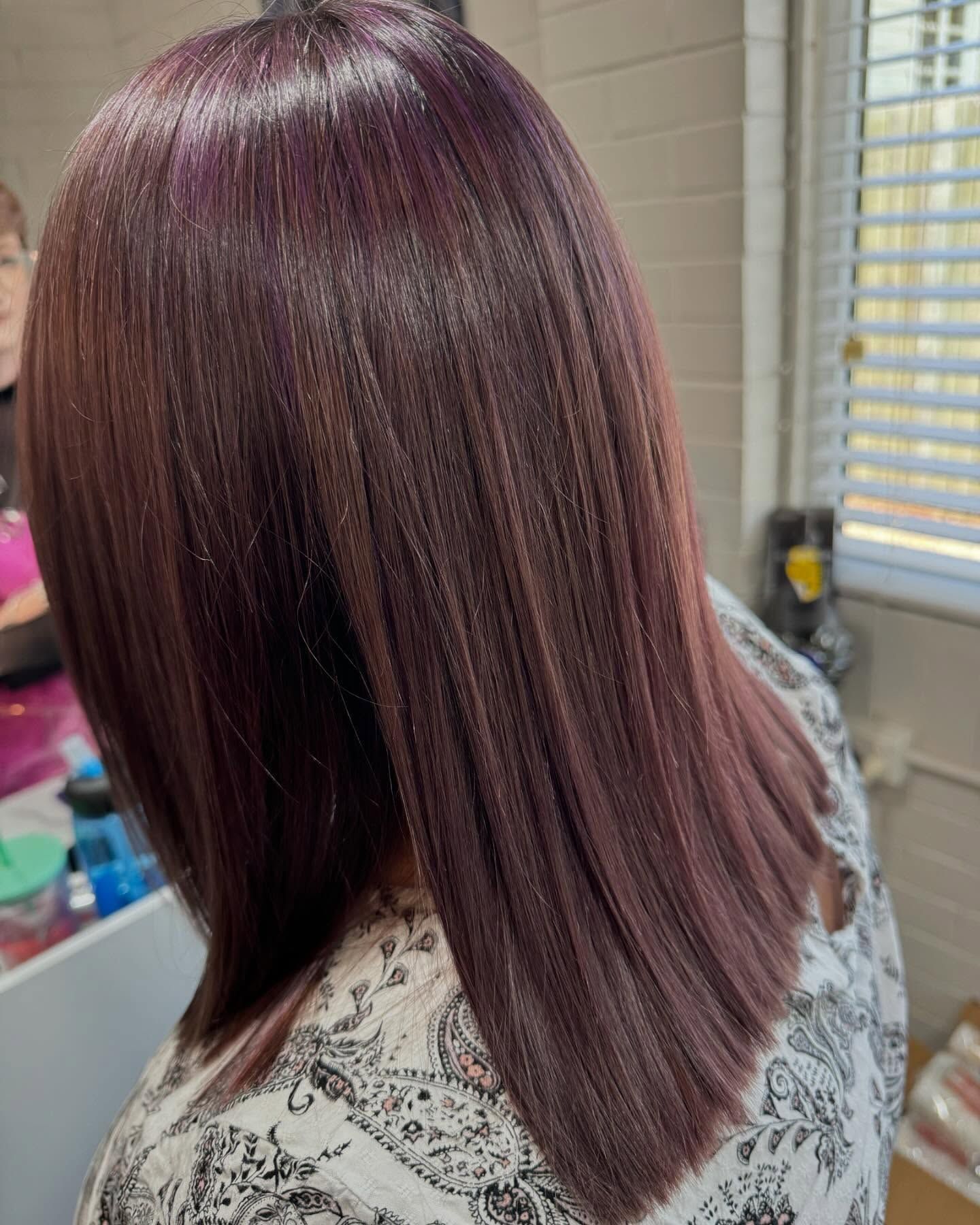 Woman With Shoulder-length Burgundy Hair — Wow! Excellence in Hair in Toowoomba, QLD