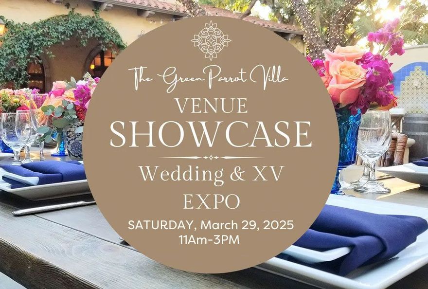 A sign for the venue showcase wedding and xv expo