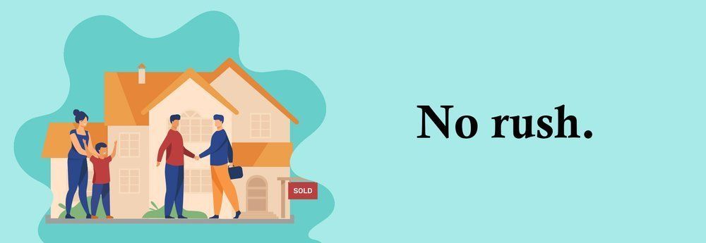 Family and agent shaking hands in front of a house; 