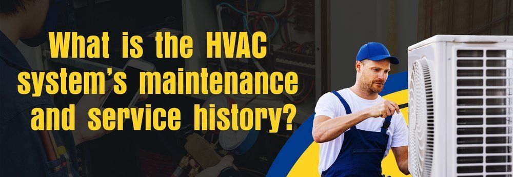 HVAC technician repairing an air conditioning unit. Text: 