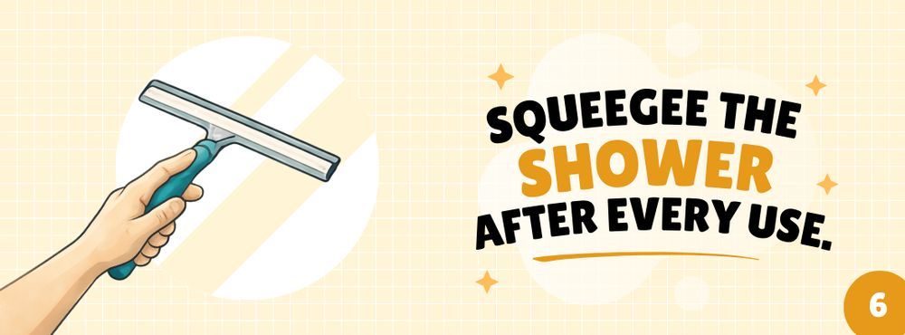 Hand holding a squeegee, with text reading 