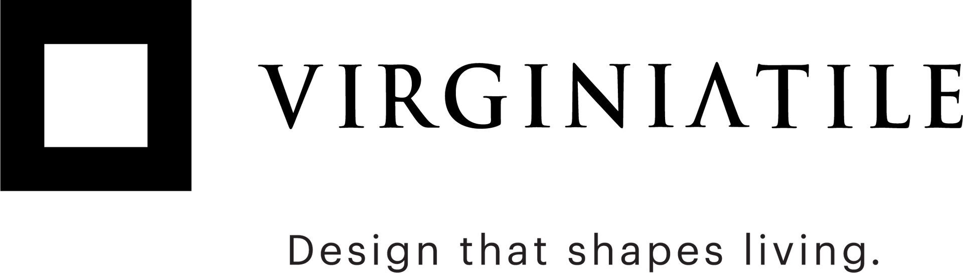 Logo for Virginia Tile featuring a black square icon to the left of the company name and the tagline 