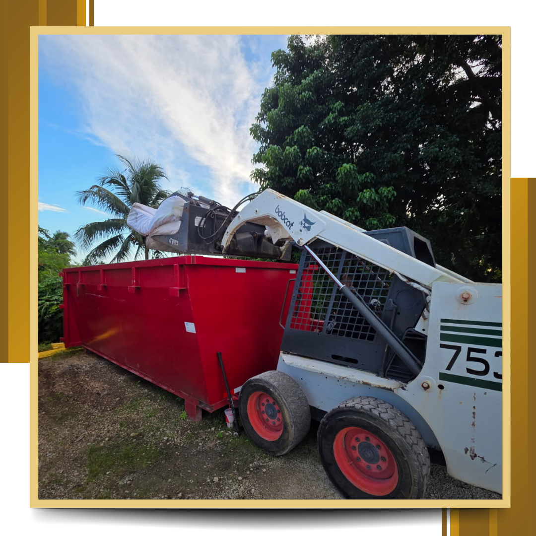 dumpster outside parked