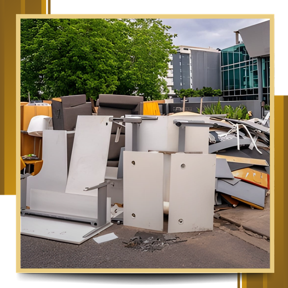 junk furniture outside an office