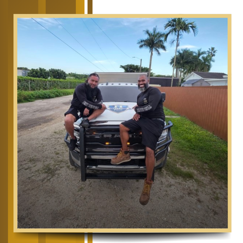 HSDO Junk Removal two guys on the dumpster