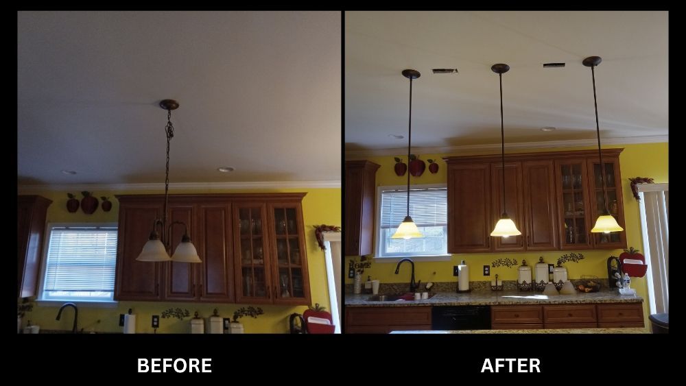 A before and after photo of a kitchen