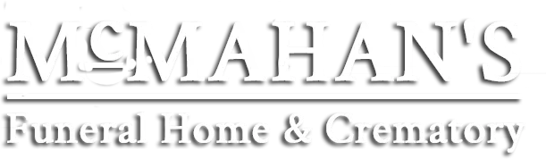 McMAHAN'S Funeral Home & Crematory logo with a shadow effect. Text is white on a dark background.