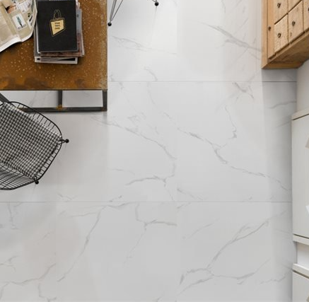 Porcelain tile floor with desk and chair