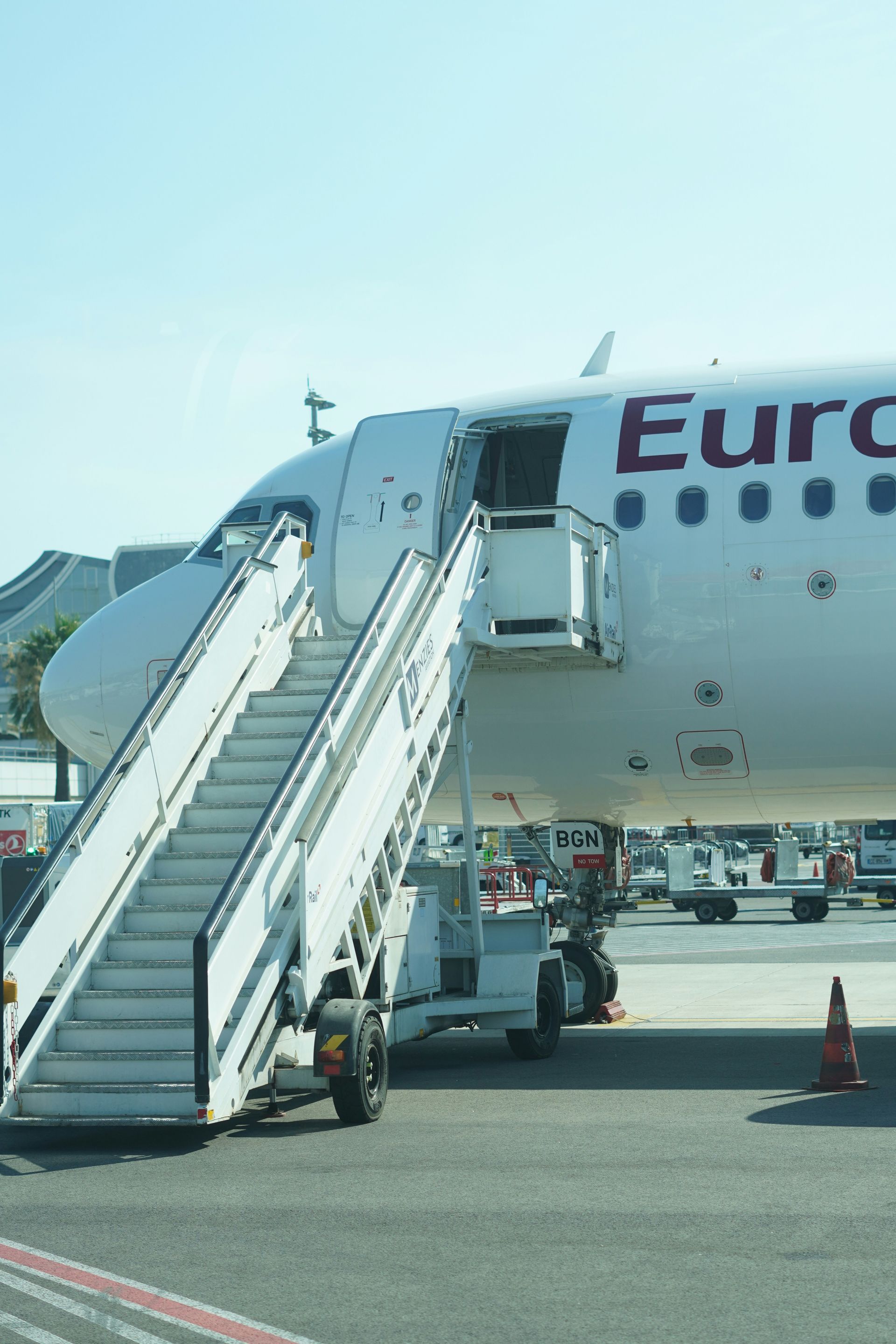 White airplane with red 