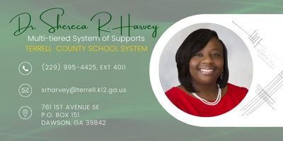 A business card for a woman named dr. shereca r. harvey.