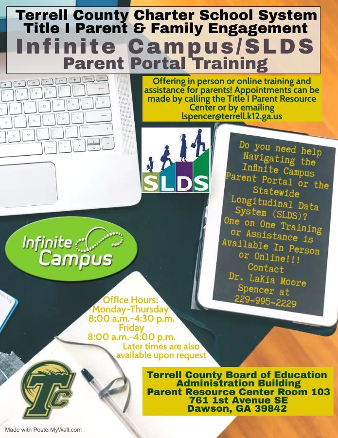 A poster for terrell county charter school system title i parent & family engagement infinite campus