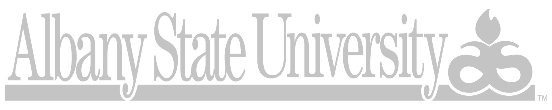 A logo for albany state university is shown on a white background