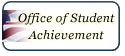 A logo for the office of student achievement with an american flag in the background.