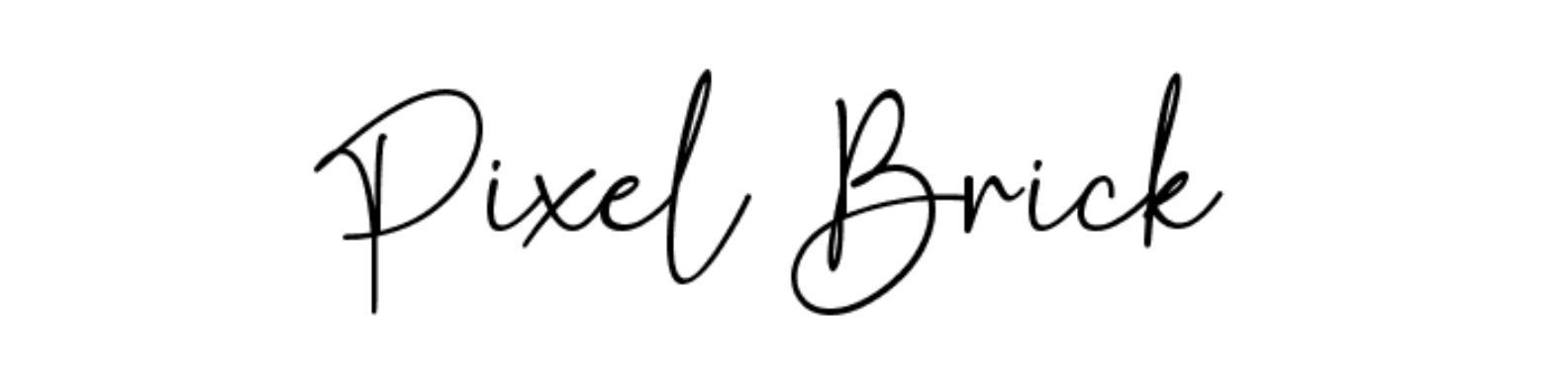 Logo Pixel Brick en texte cursif noir.