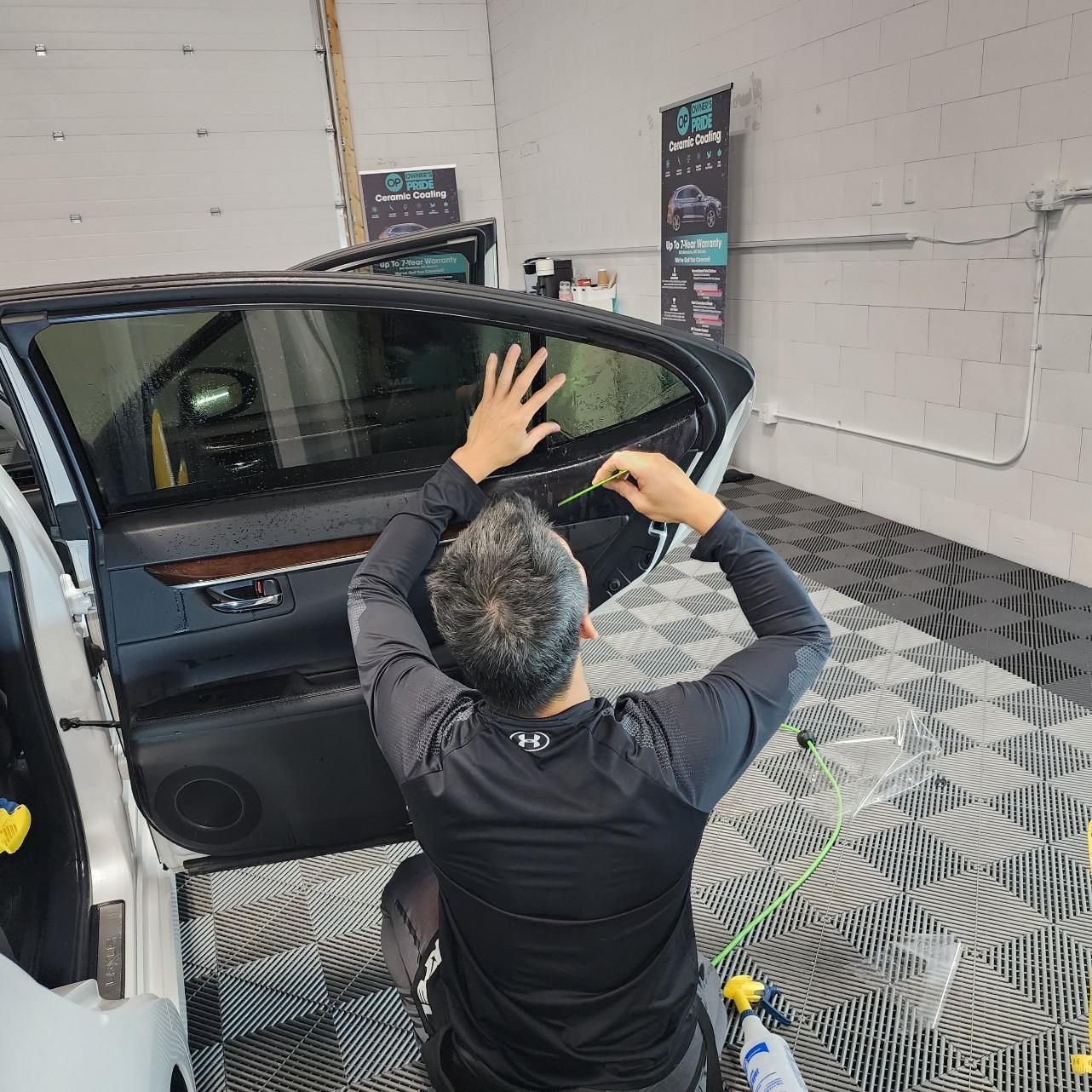 Applying tint to the rear window