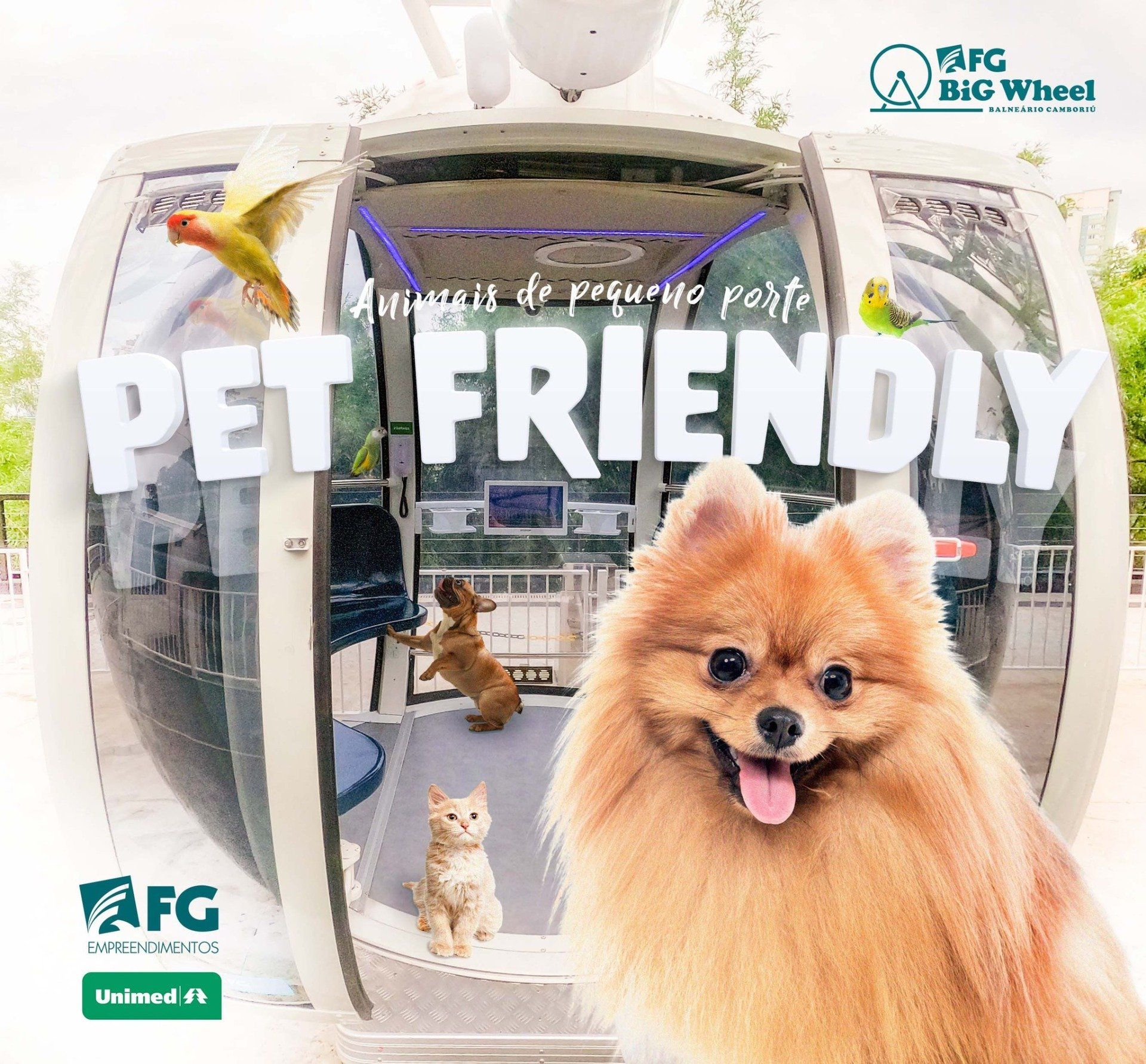 Uma cabana em forma de roda gigante com o texto