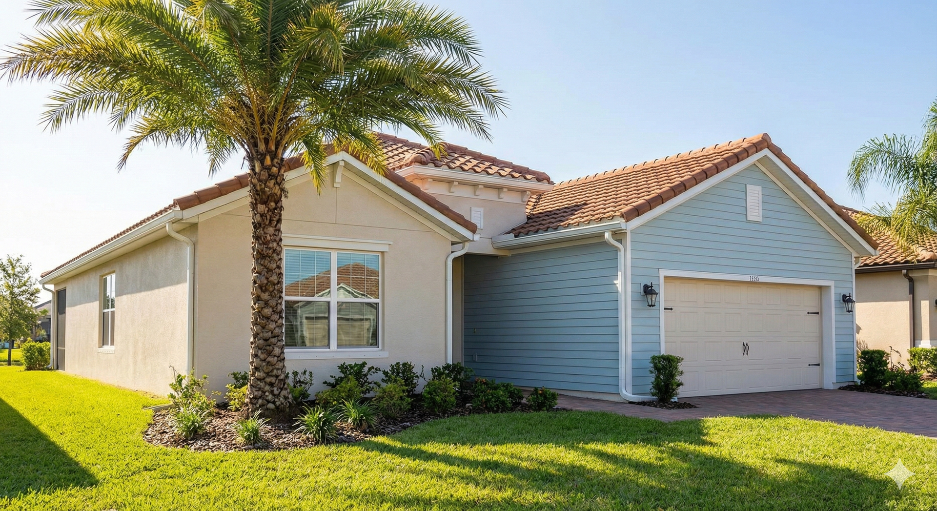 Bedroom with wood flooring, green accent wall, bed, and TV on a table by a window.