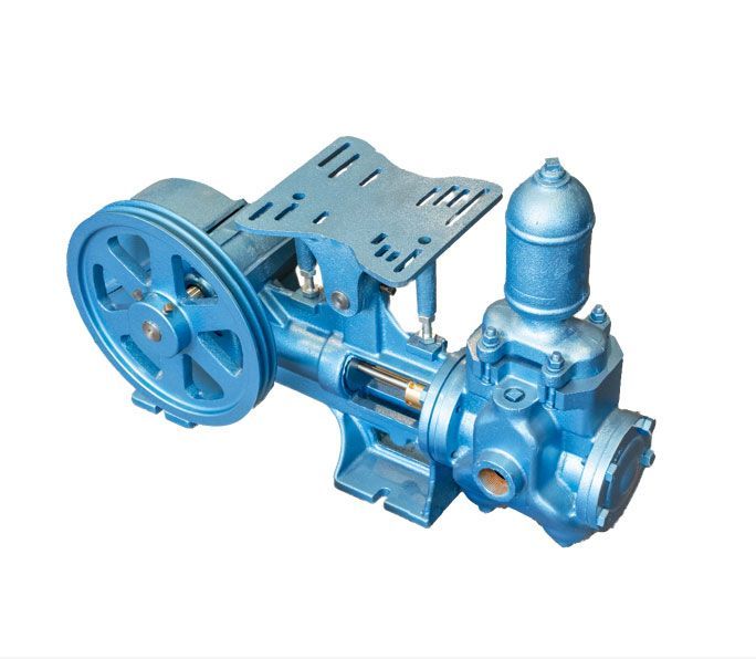 A close up of a blue pump on a white background