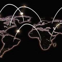 A map of the world with lines connected to it