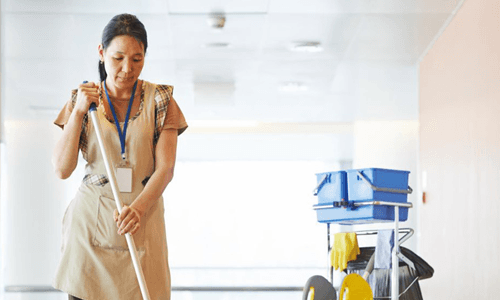 office cleaning with equipment