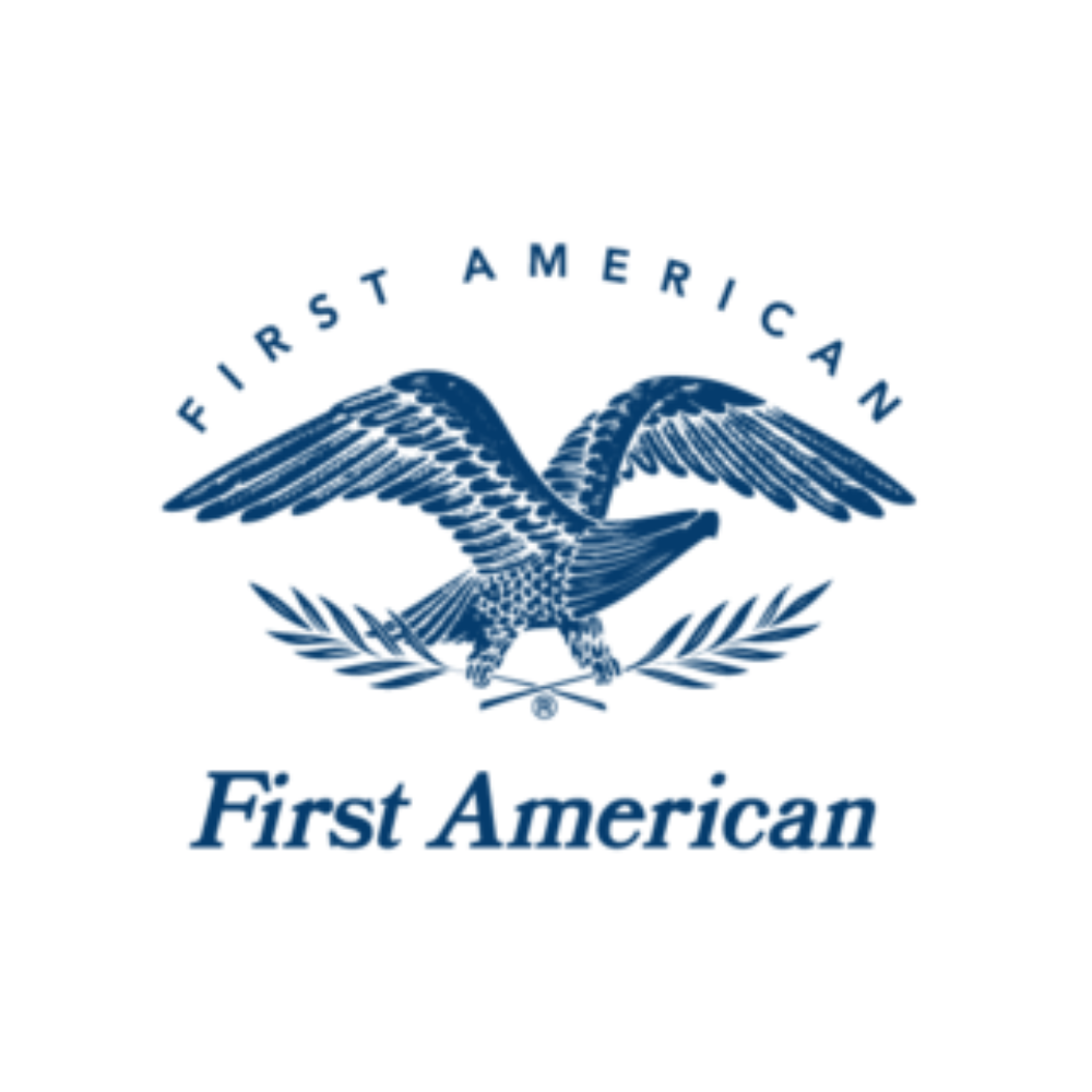 A logo for first american with an eagle and laurel wreath