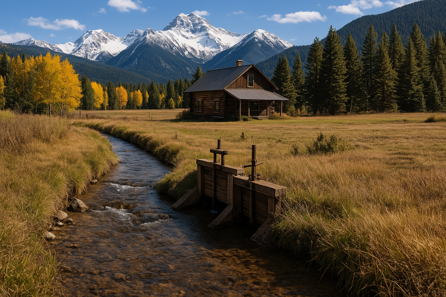 Colorado mountain property with irrigation ditch showing water rights in real estate