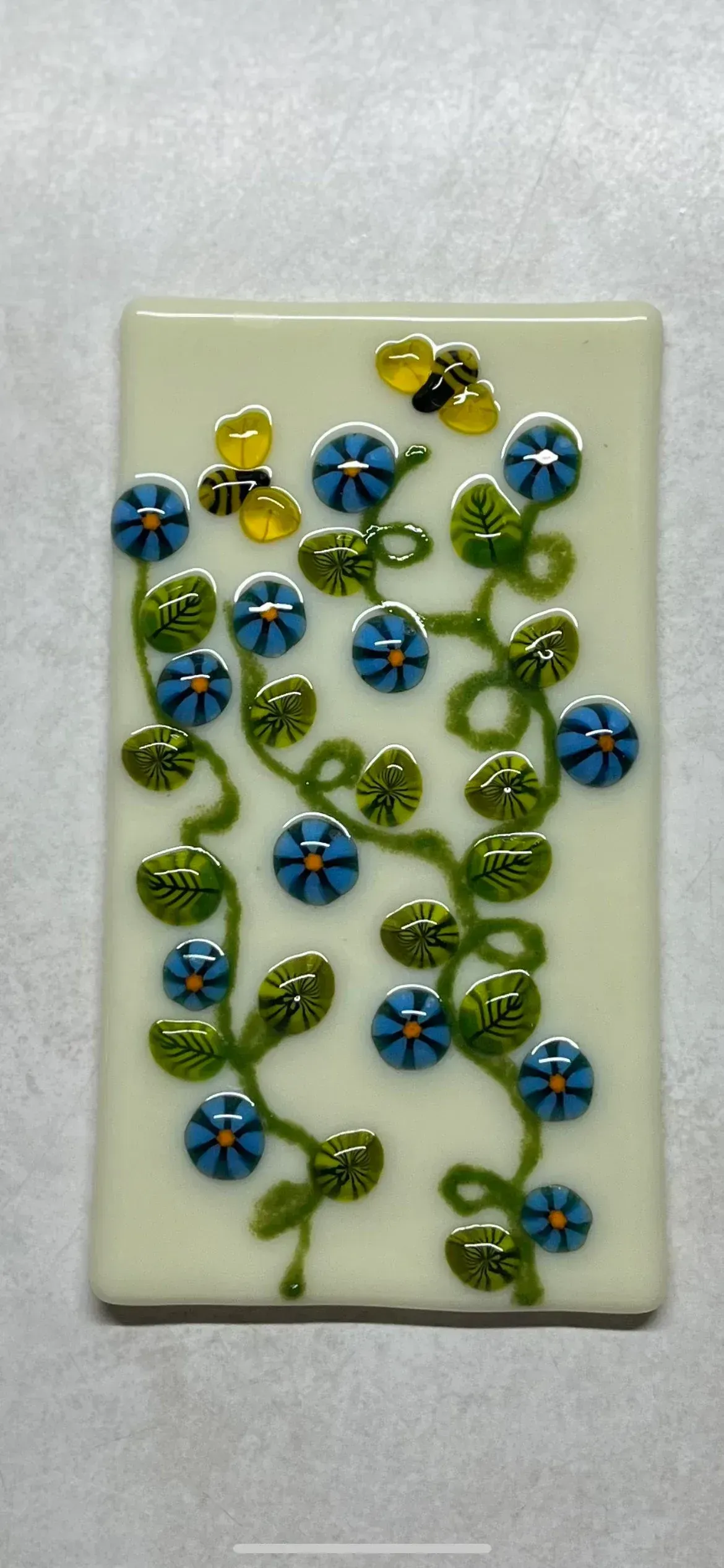 Coe 96 Murrini Flower Blue and Marigold Flowers