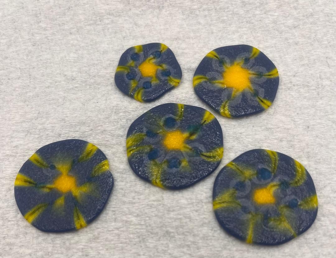 Coe 96 Pressed Flowers Blue & Yellow
