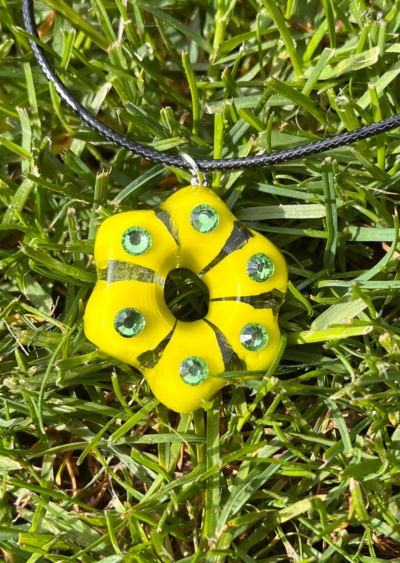 Fused Glass Pendant Lime Blossom
