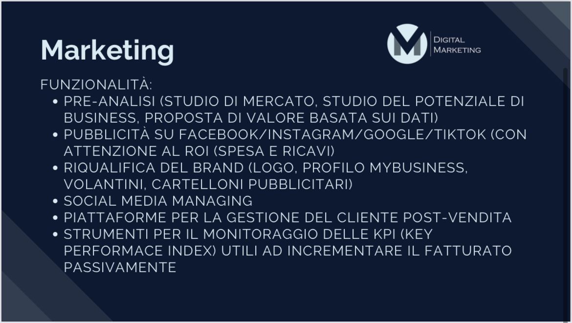 Un poster con la parola marketing sopra