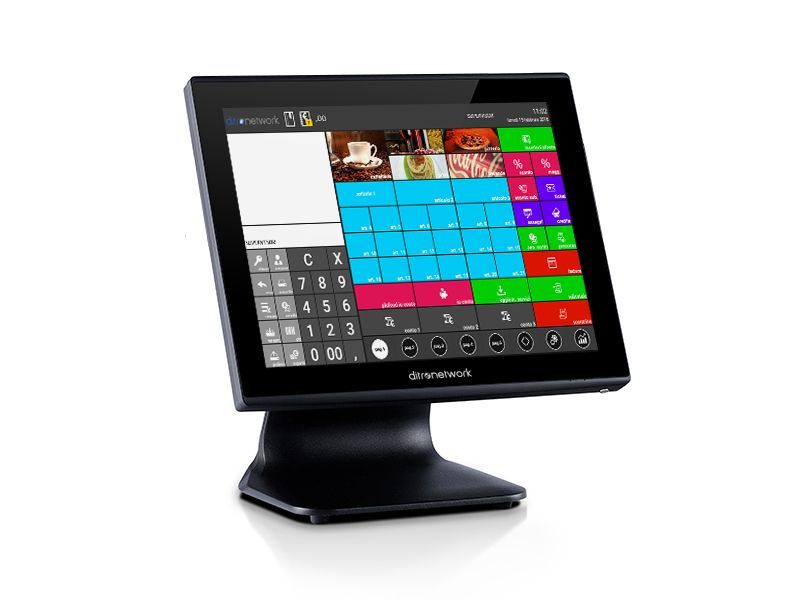 Un monitor di computer nero con una tastiera sopra